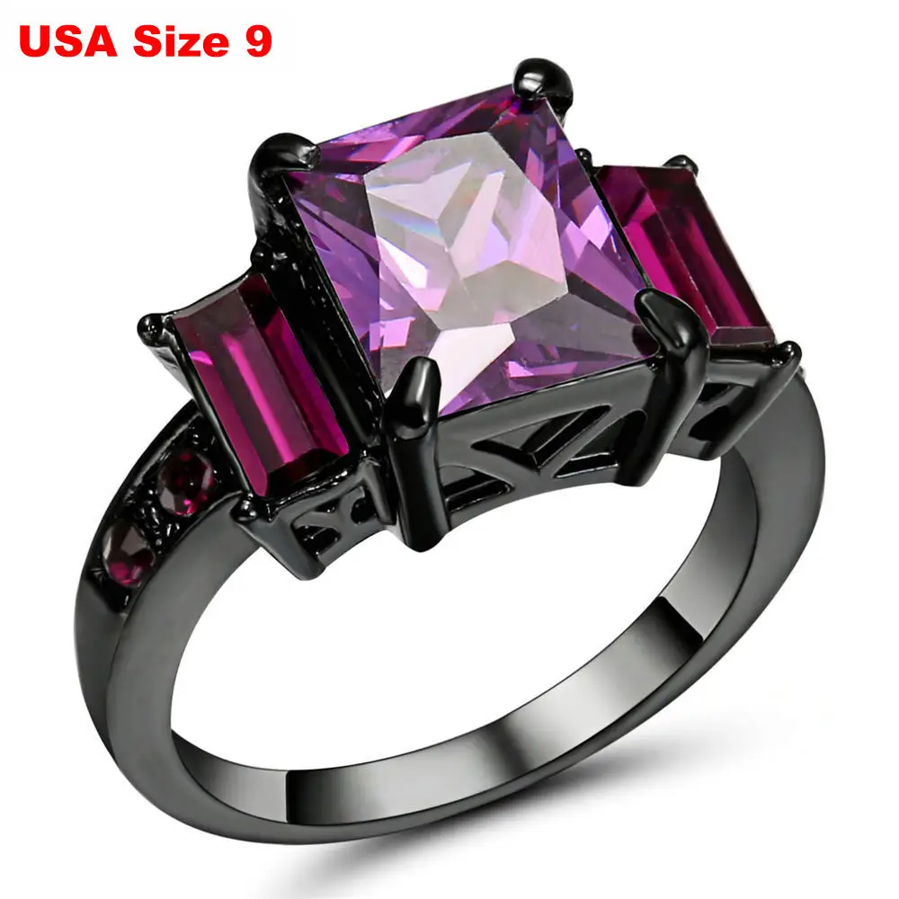 Bm317 Size9 Кольца для помолвки, цвета: золотой, серебряный, 8*10 мм, мистическая Радуга, для женщин, AAA+, цветной кристалл, CZ, обручальное кольцо на палец, ювелирные изделия - Цвет основного камня: Bm317 Size9