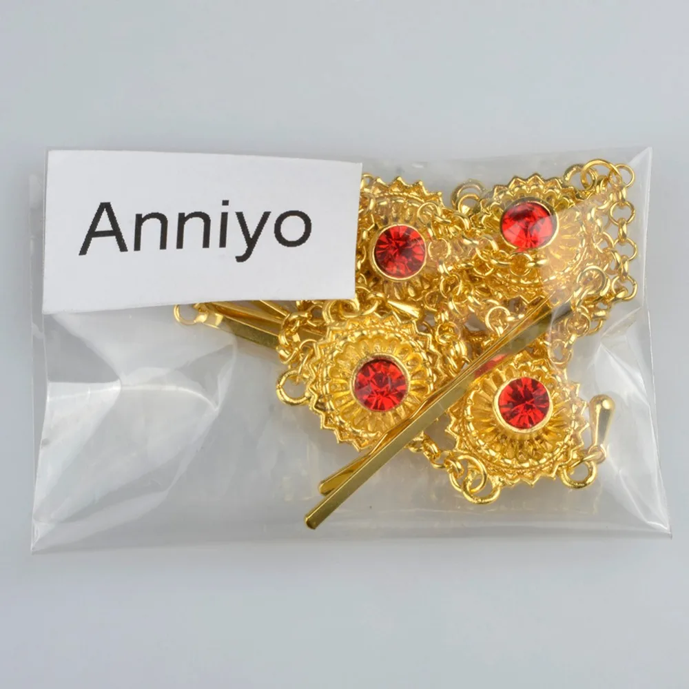 Anniyo красный с сине-зеленым камнем лоб части эфиопская голова цепи золотой цвет волос Pice ювелирные изделия Habesha свадебный головной убор#027906