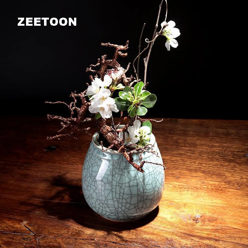 Винтажный цветочный горшок Longquan Celadon в японском стиле Zen мини ваза украшения для