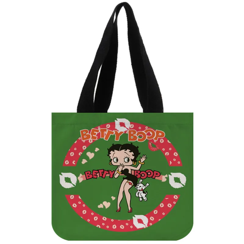 Сумка-тоут из хлопка и холста на заказ Betty Boop Shopping Складная многоразовая сумка с собственным логотипом оптом - Цвет: 35