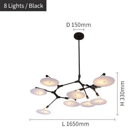 Vintage Modern LED Chandelier Spider Lustre Living room Lighting For Kitchen Restaurant Chandeliers Fixture Lights LED - Цвет абажура: 8 Lights Black