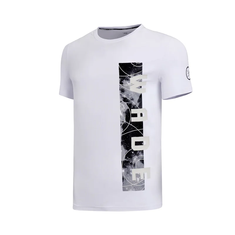 Li-Ning Мужская баскетбольная футболка из хлопка с дышащей комфортной подкладкой, Спортивная футболка для фитнеса AHSN071 MTS2793 - Цвет: AHSN071-1H
