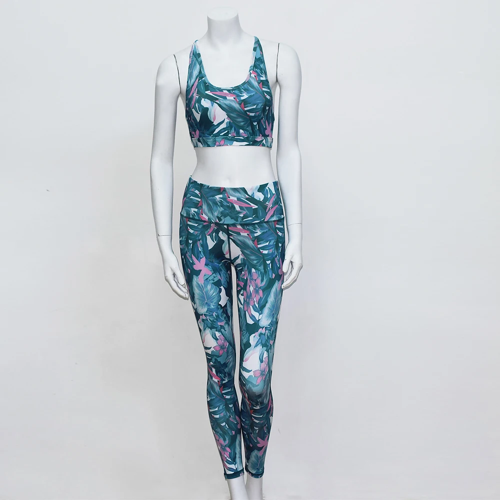 Dragon Fit Floral Printed Sport Suit Women Fitness Yoga Gym Clothing Tracksuit Running Clothes Sets |