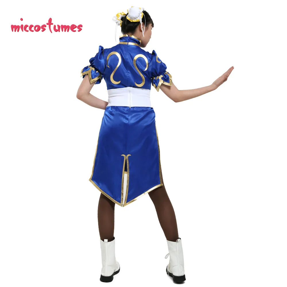 Chun Li Косплей Костюм для взрослых синий Cheongsam вечерние платья на Хэллоуин женский