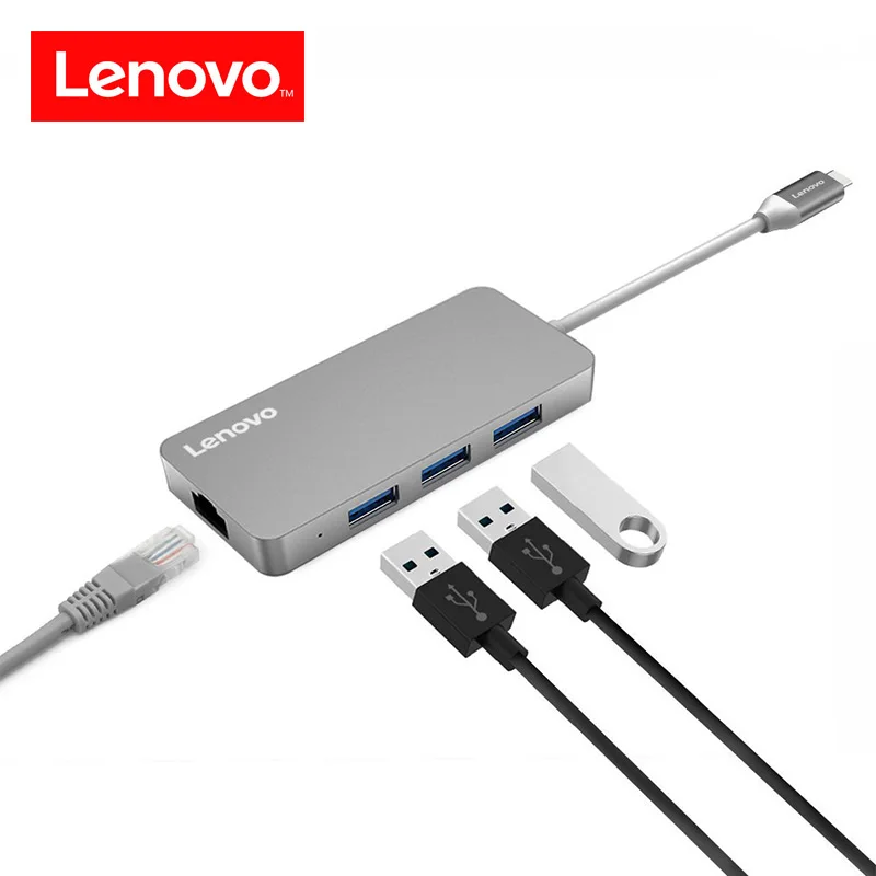 Lenovo USB c концентратора Gigabit Ethernet адаптер 3 Порты и разъёмы 3.0 RJ45 сетевой карты 10/100