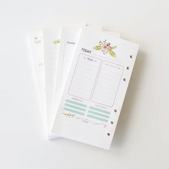A6 planner печатные вставки/повседневные заправки для планировщика вставки