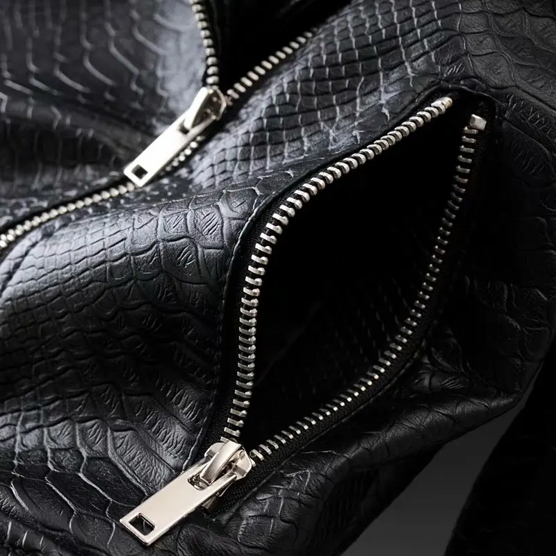

women faux leather coat zipper short coat Motorcycle leather jacket