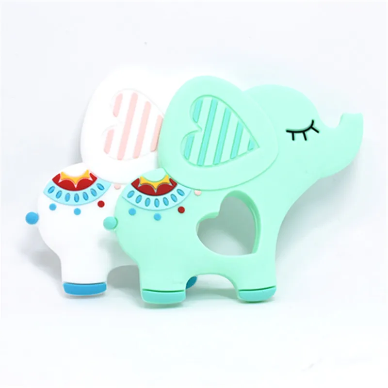 Mordedor de silicona con dibujos animados para beb&eacute;, mordedor de elefante de grado alimenticio, mordedor de dientes molares, 10 piezas-1