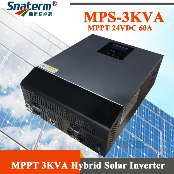 MPS Гибридный солнечный инвертор 3KVA/2400W 24VDC до 230VAC с 24V60A MPPT солнечным зарядным
