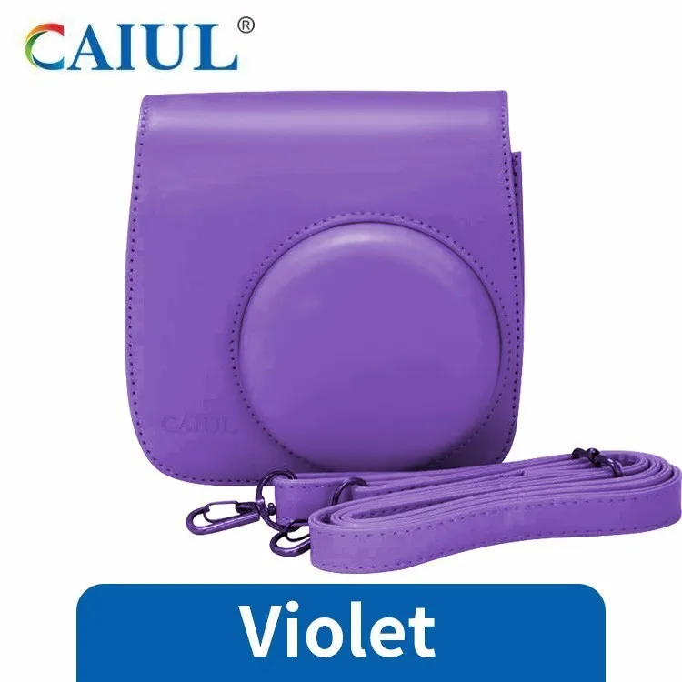 Violet Fujifilm Instax mini чехол для камеры pu кожаный чехол с плечевым ремнем для Instax Mini 9 Mini 8 Mini 8+ мгновенная камера - Цвет: Violet