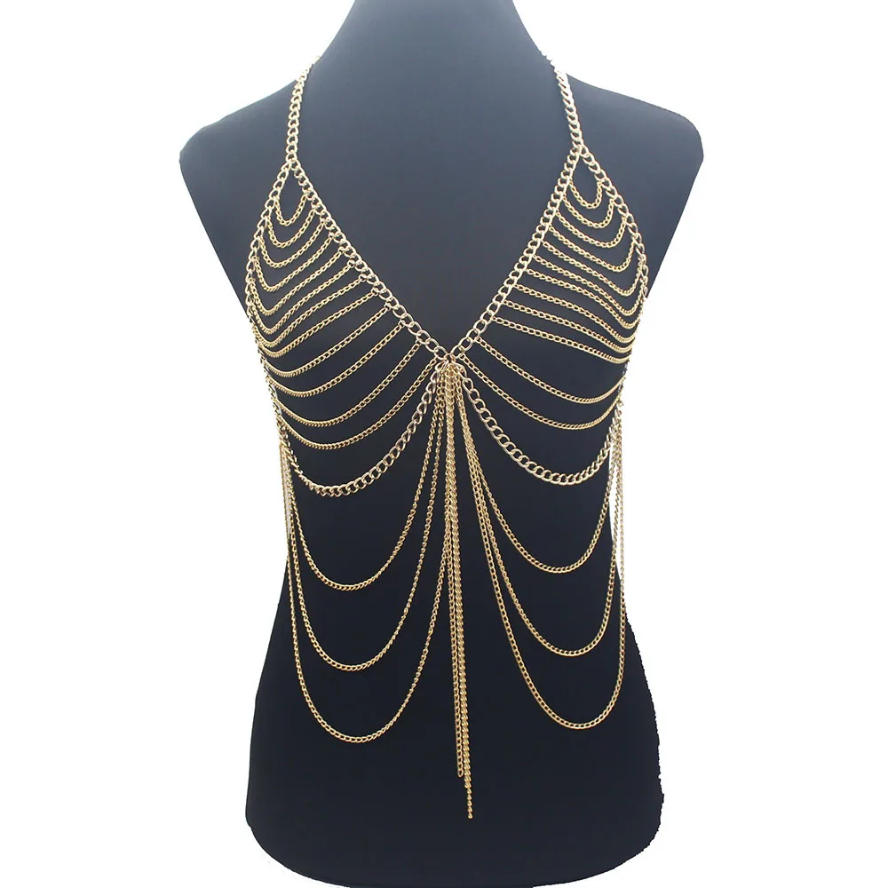 Женское длинное ожерелье бикини с кисточками золотистого цвета|jewelry style|necklace