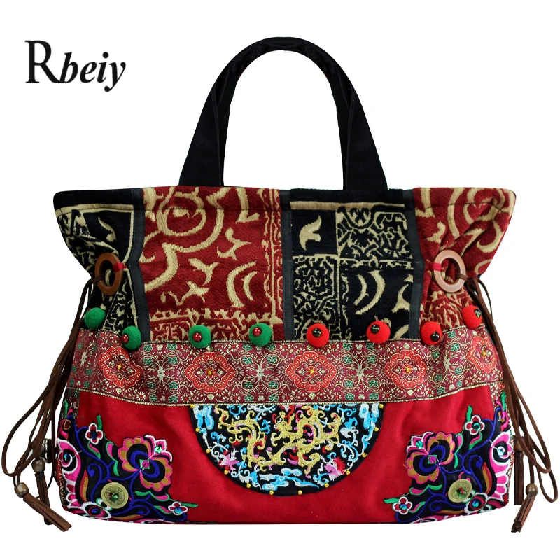 Bohemia embroidered women handbags canvas ethnic bags tassel women shoulder bags