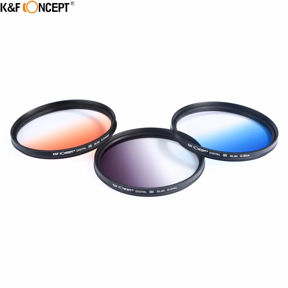Комплект фильтров для камеры K & F 62 мм UV CPL FLD + градиентный серый синий оранжевый