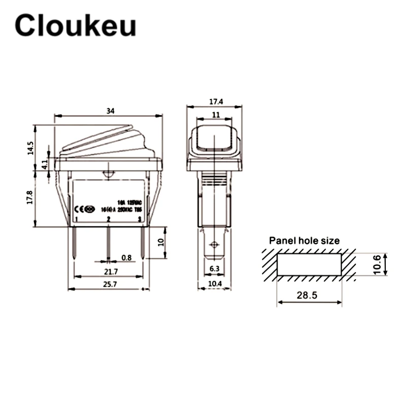 

KCD3 3Pin/2 15A250V 20A125V