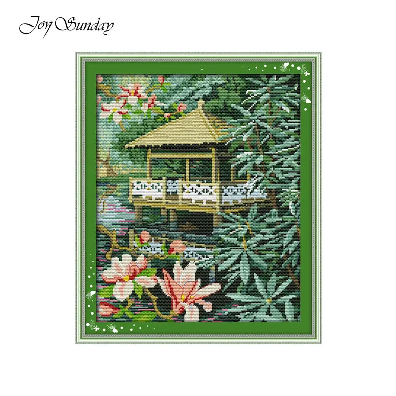 Набор для вышивки крестом Joy Sunday Pavilion DMC 11CT 14CT с цветочным счетным домашнего