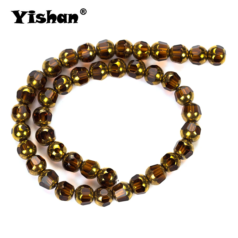 Yishan Стеклянные круглые бусины цветные хрустальные аксессуары подходят для