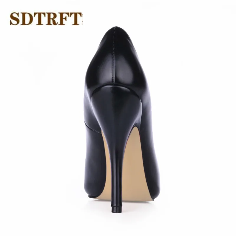 

SDTRFT Stiletto Fashion shoes woman 11cm thin heels Shallow mouth OL work Open Toe Black pumps zapatos mujer Plus:35-41 42 43