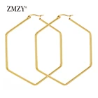 Женские серьги ZMZY, крупные геометрические серьги из нержавеющей стали, в стиле панк, геометрические, золотистые, ювелирные изделия