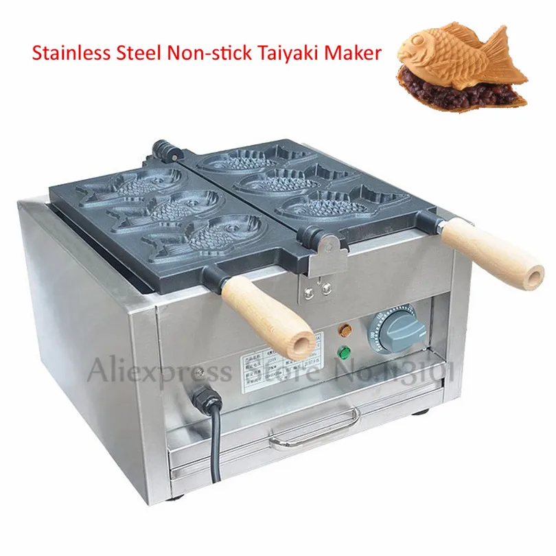 Неприлипающая электрическая японская машина для вафель Taiyaki рыбы 220 кВт 3 формы 110