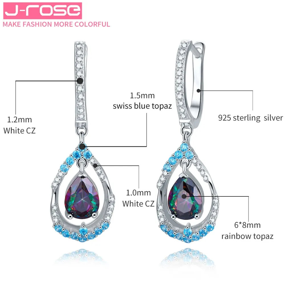 Jrose красочные CZ Твердые Серебро 925 пробы белые женские Серьги Праздничный Подарок