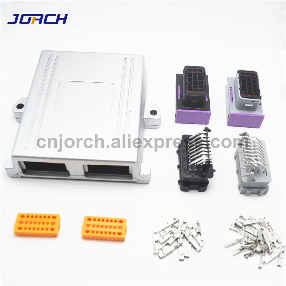 Caja de aluminio con conector automático para coche, conectores de placa de circuito, panel Controlador, 24pin/48pin ECU, 1 Juego