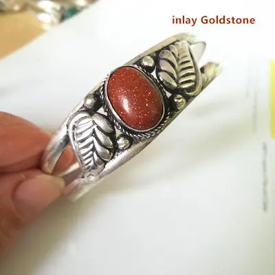 goldstone BB-399 непальский винтажный Открытый Браслет-манжета Медная Инкрустация различные бусы браслеты для девочек новое поступление - Окраска металла: goldstone