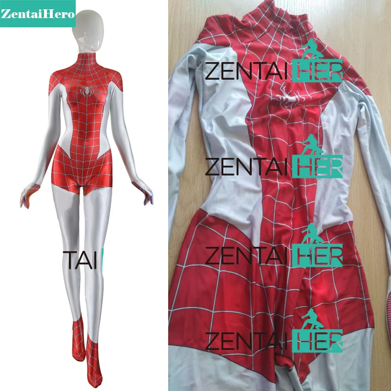 ZentaiHero 3D оттенок Мэри Джейн женский костюм паука MJ Человек паук зентай боди для