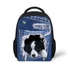 Маленькие школьные ранцы ELVISWORDS для девочек и мальчиков, школьный рюкзак с джинсовой собакой и принтом, Детские ранцы для детского сада, школьные ранцы, Детская сумка