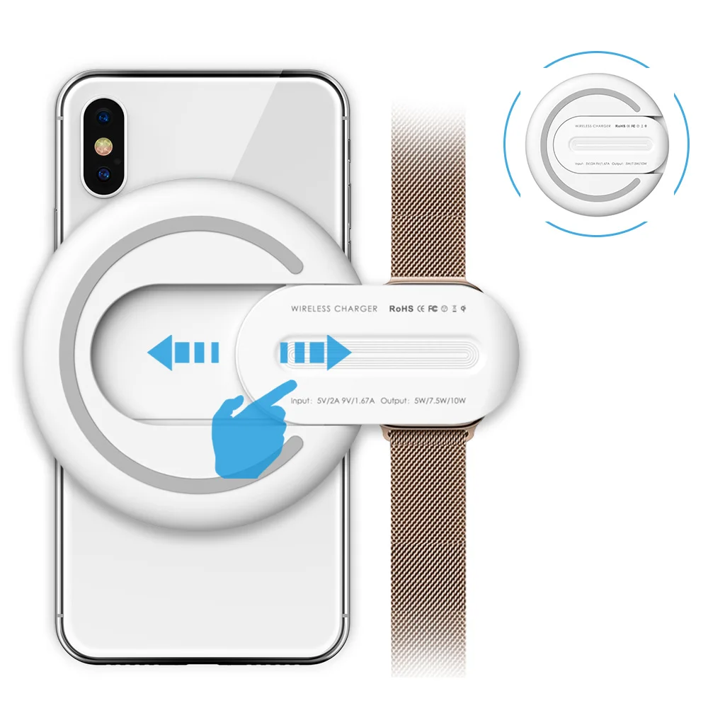 Беспроводная зарядная подставка Ascromy 2 в 1 для iwatch Apple Watch Series 3 iPhone XS Max XR 8 Plus X S док