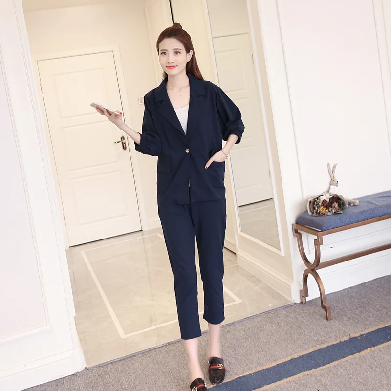 Профессиональный женский костюм с длинными рукавами и брюки Модный Тонкий