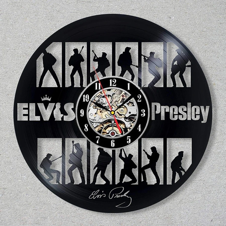 Настенные часы Horloge Murale Saat Elvis Presley дизайнерские виниловые Король рок домашний
