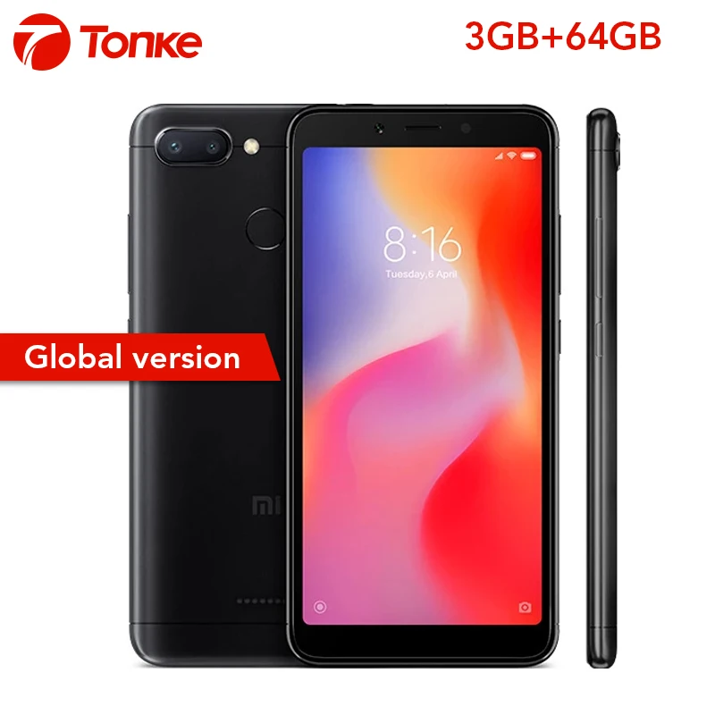 Xiaomi телефон Глобальная версия Redmi 6 3 ГБ ОЗУ 64 Гб ПЗУ Helio P22 Восьмиядерный 5 45 &quot 3000
