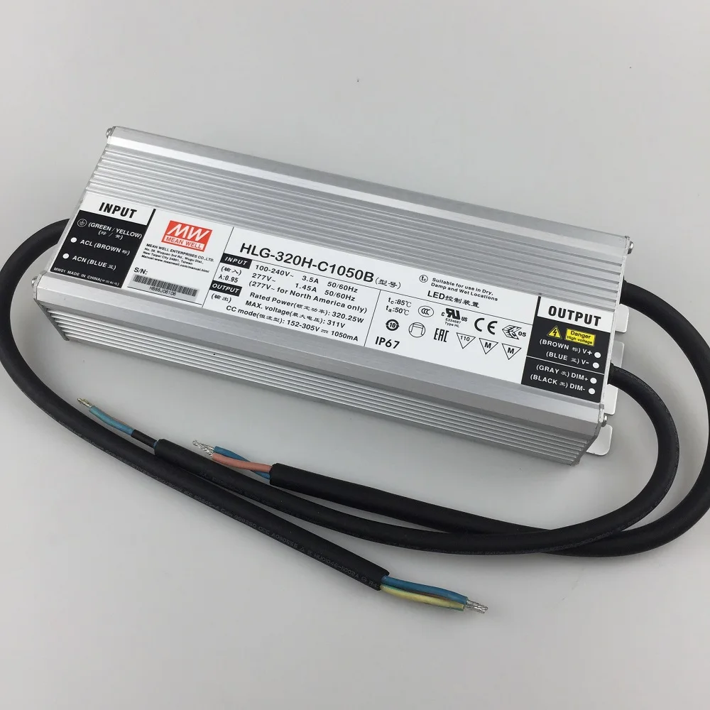 Dimmable Meanwell 320 Вт Светодиодный драйвер HLG-320H-C1050B постоянного тока водонепроницаемый источник питания для 8 шт. cree Cob cxb3590