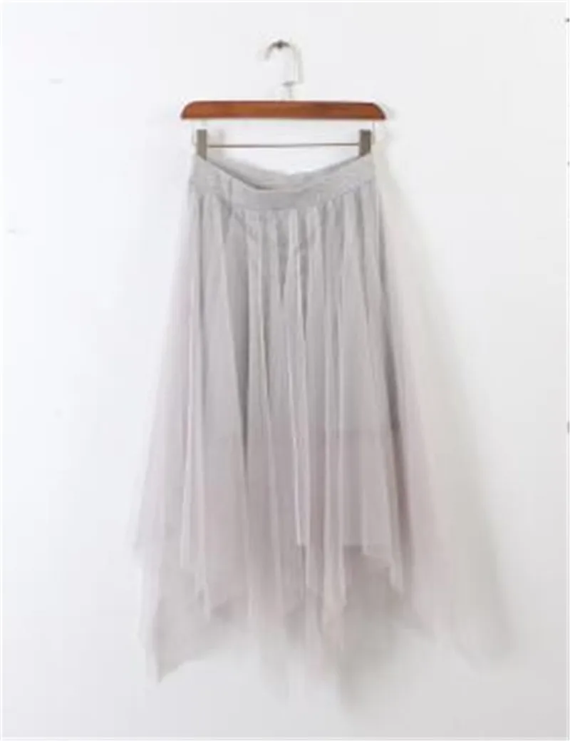 Женская Тюлевая юбка с завышенной талией длинная эластичная из сетчатой ткани модель 2018|Женские юбки| |