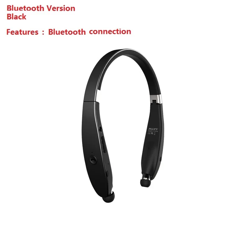 Спортивные bluetooth-наушники PLUFY, беспроводные наушники с микрофоном, стереогарнитура для бега, фитнеса, Auriculares Inalambrico - Цвет: Black