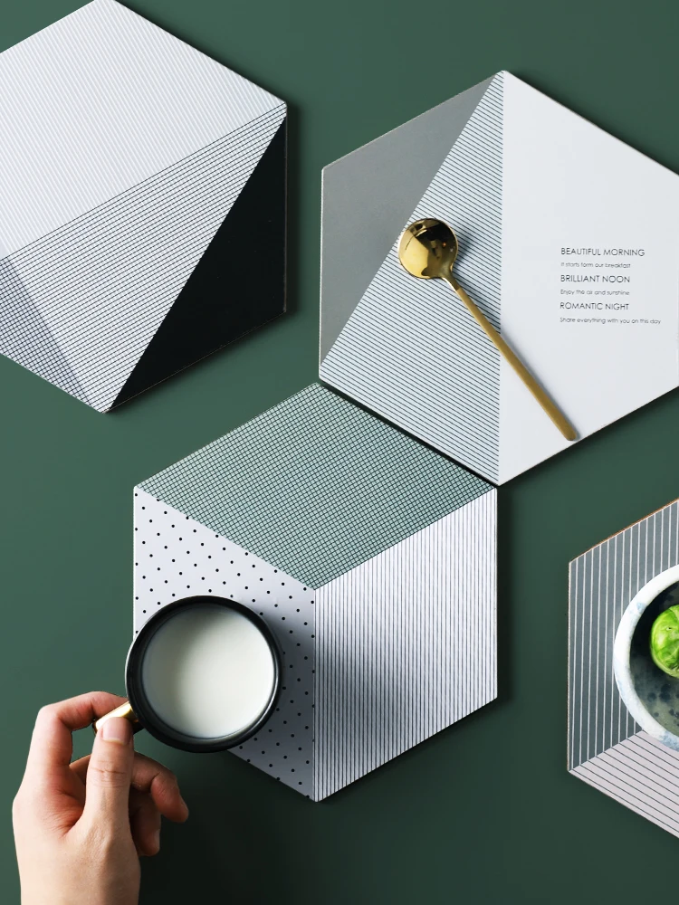 Подставки из пробки в скандинавском стиле креативные шестигранные подставки для