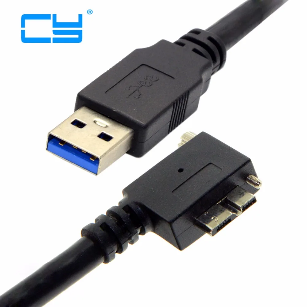Прямой Угловой удлинитель USB 3 0 A папа к Micro B шнур с фиксирующими винтами для