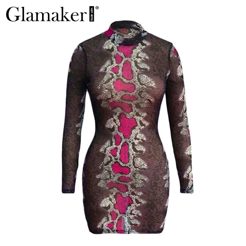 Женское облегающее мини-платье Glamaker летнее Сетчатое платье с длинным рукавом и