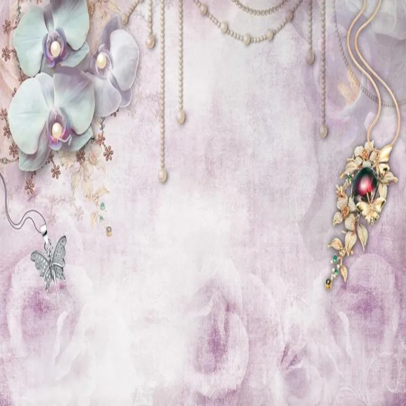 

Beibehang dimensional purple jewelry large flowers wallpaper living room bedroom decorative art wallpaper decorative painting