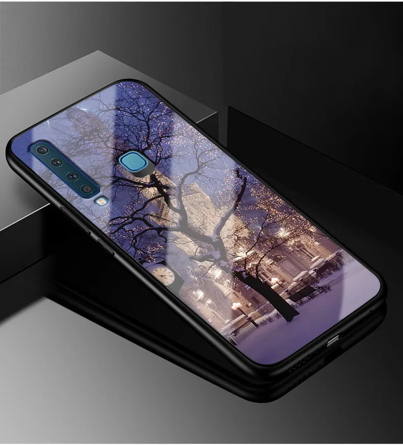 Для samsung A9 чехол A 9 PC Пластиковый стеклянный чехол для телефона черный TPU бампер чехол для samsung Galaxy A9 A920F A920 A9s