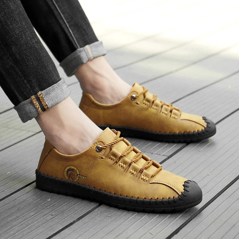 2019 г. летняя повседневная обувь на шнуровке мужские кожаные прогулочные Мокасины