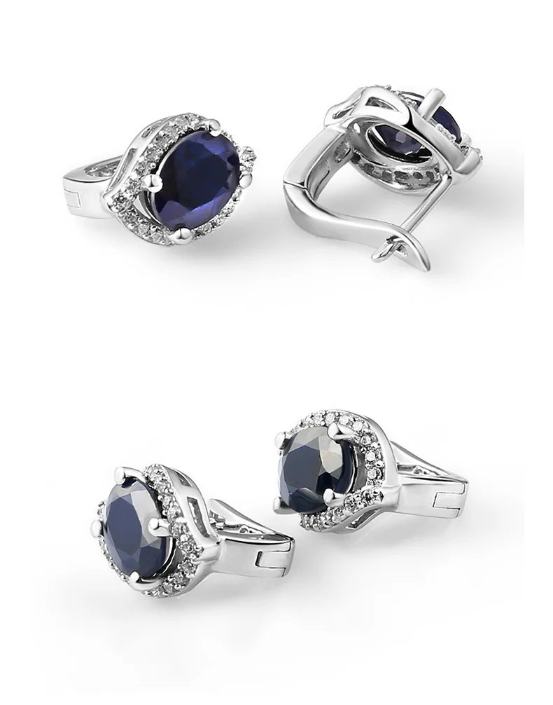 Gem's Ballet 3.15Ct Natural Sapphire Topaz Gemstone Vintage Stud Earrings 925 Sterling Silver For Women Wedding Fine Jewelry