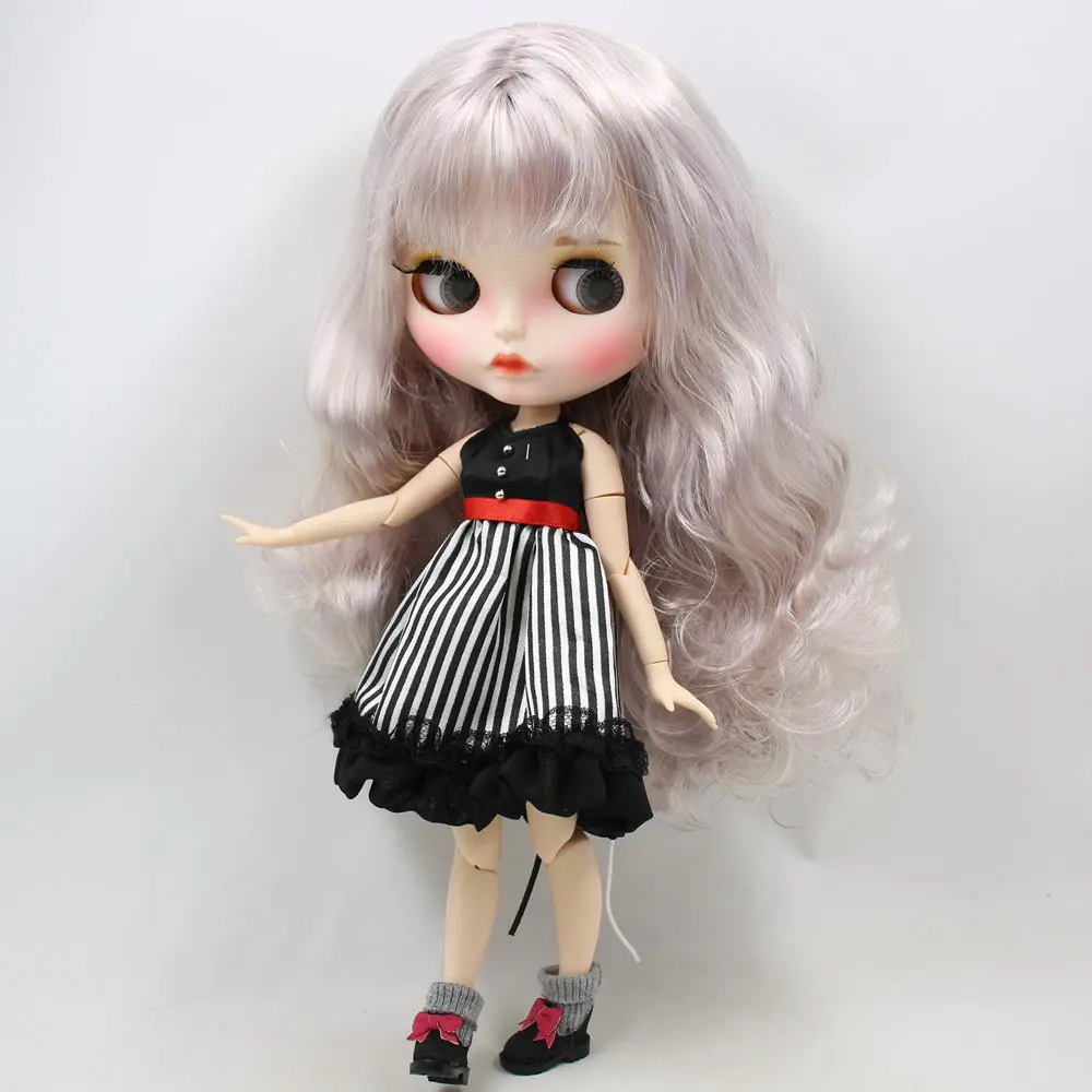 Кукла ICY DBS Blyth для No.BL1049/288 фиолетовые Смешанные серебряные волосы резные губы