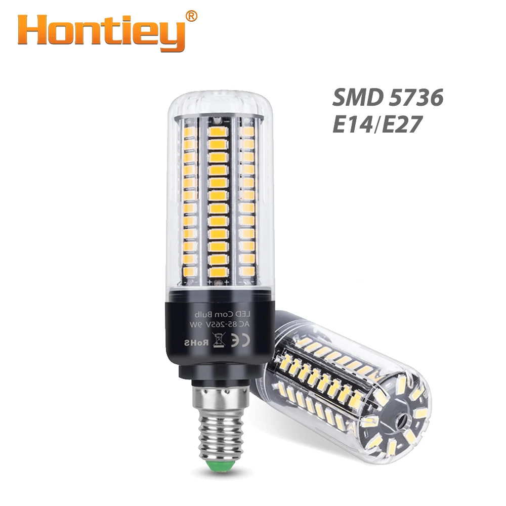 Hontiey E27 светодиодная лампа E14 SMD5736 Светодиодная AC 110 В 220 кукурузная 3 5 Вт 7 9 12 15 20 для