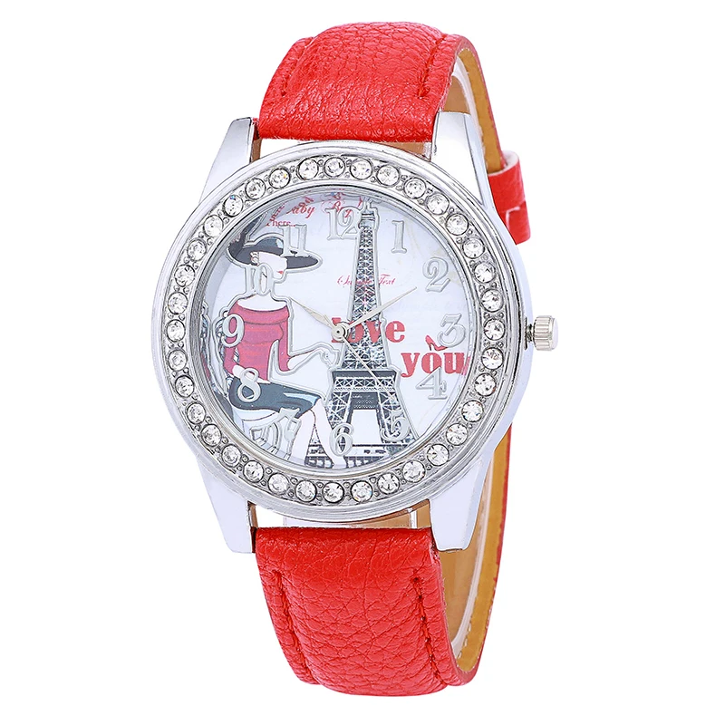 Разноцветные Женские часы модного бренда дамы девушка башня кристалл Роскошные