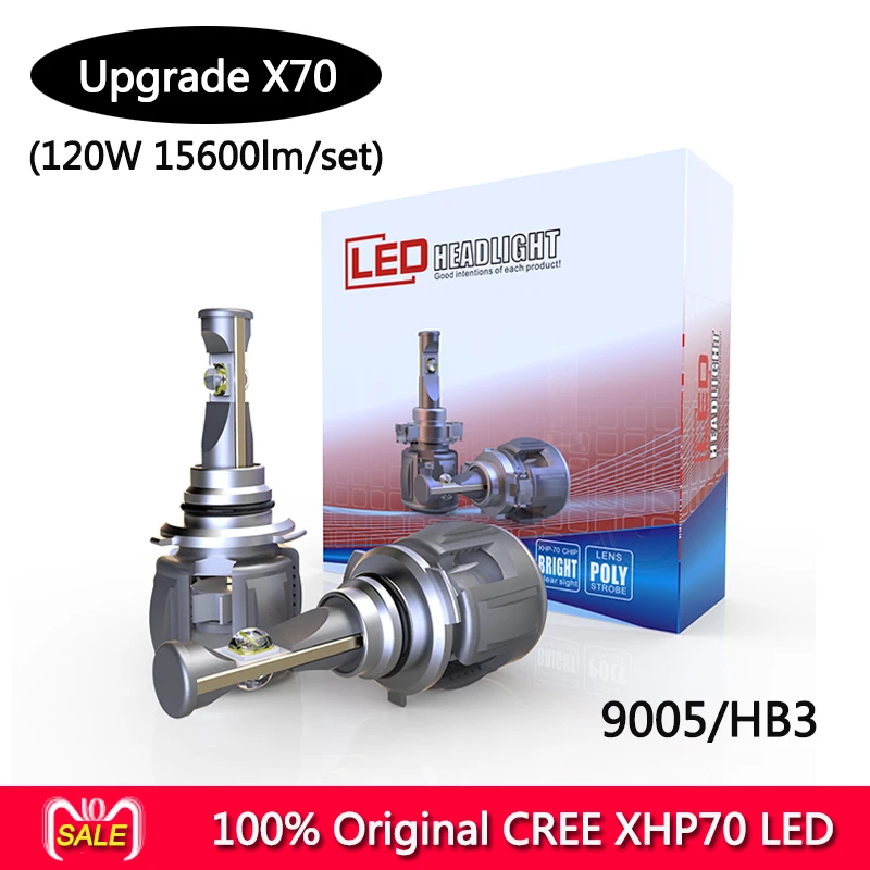 Все в одном 2 шт 120w 15600lm 6000k Оригинальный CR-EE XHP70 X70 светодиодный Автомобиль 9005 hb3 9006