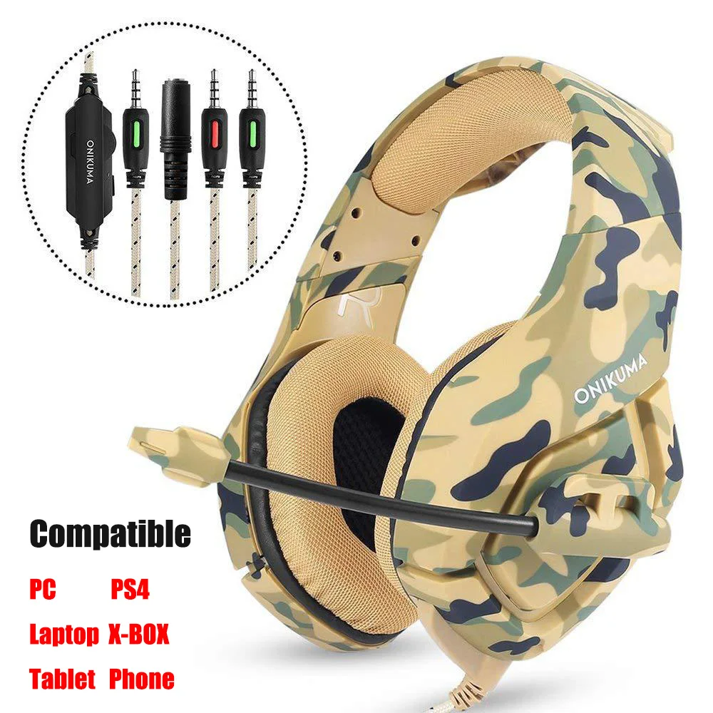 Камуфляжная гарнитура ONIKUMA K1 Casque PS4 с микрофоном игровые стереонаушники для новых