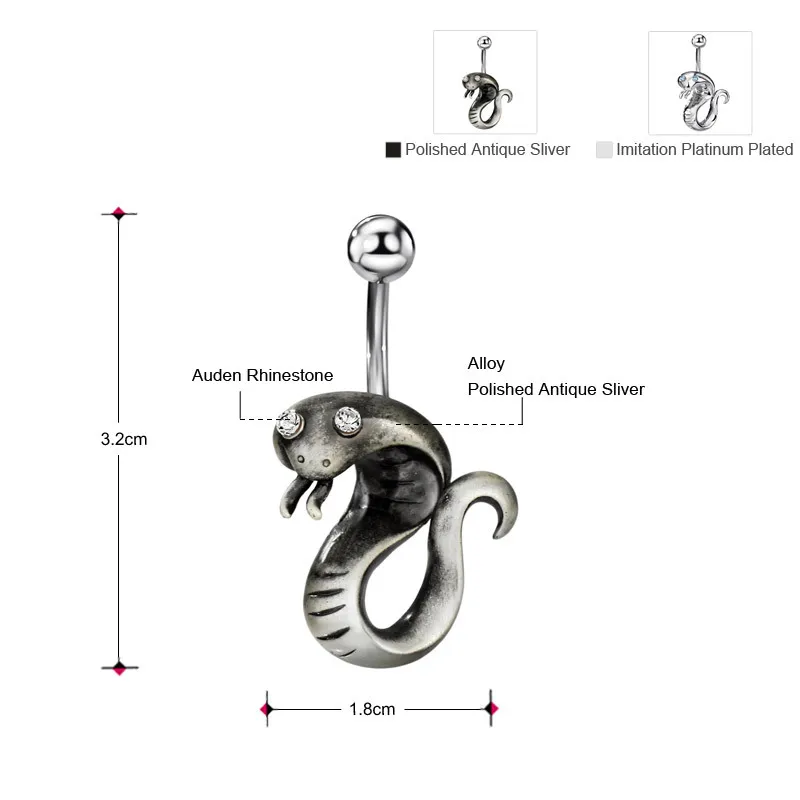 Neoglory змея животное Стразы пирсинг пупка Кольца для женщин модное тело пляжные