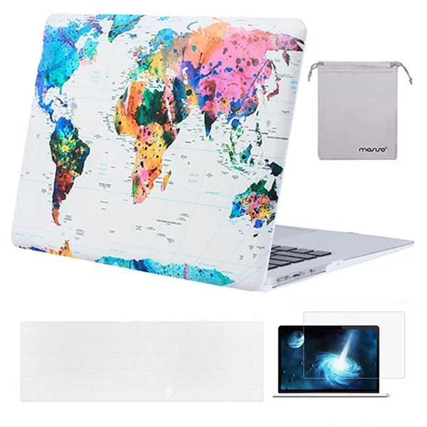 World Map MOSISO чехол для ноутбука Macbook Air 13 дюймов A1466 A1369 2012-+ силиконовый чехол для клавиатуры+ пленка для экрана+ сумка для хранения - Цвет: World Map