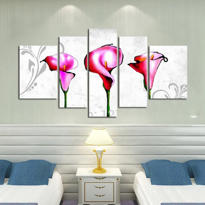 

100% Hand Painted Modern Abstract Oil Paintings On Canvas Wall Art Decoration Pink Fresh Flowers Living Room Stretched On Wooden